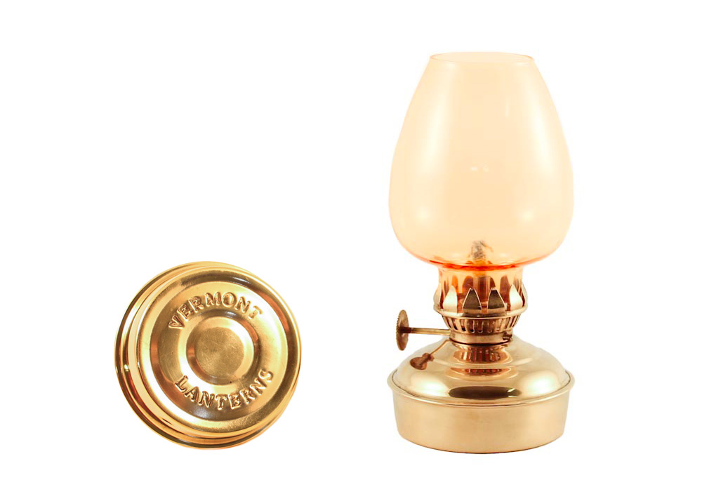 Oil Lanterns - Brass Mini - 5.75 Amber Glass