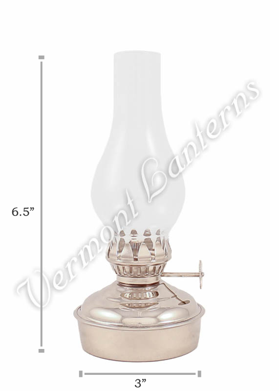 Chrome Oil Lamps - Nickel Plated Brass Mini - 6.5"