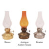 Oil Lamps - Antique Brass Mini - 6.5" Amber Glass