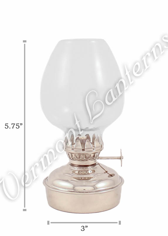 Chrome Oil Lamps - Nickel Plated Brass Mini - 5.75"