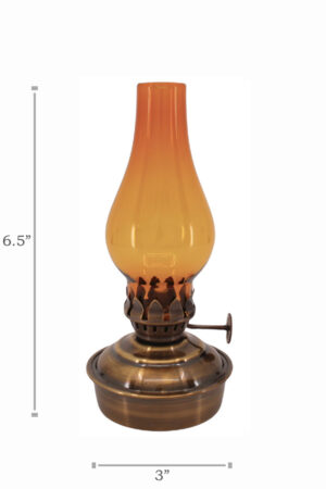 Oil Lamps - Antique Brass Mini - 6.5" Amber Glass