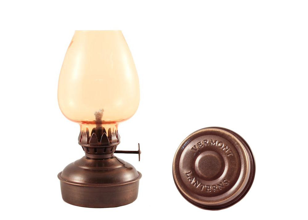 Oil Lanterns - Brass Mini - 5.75 Amber Glass