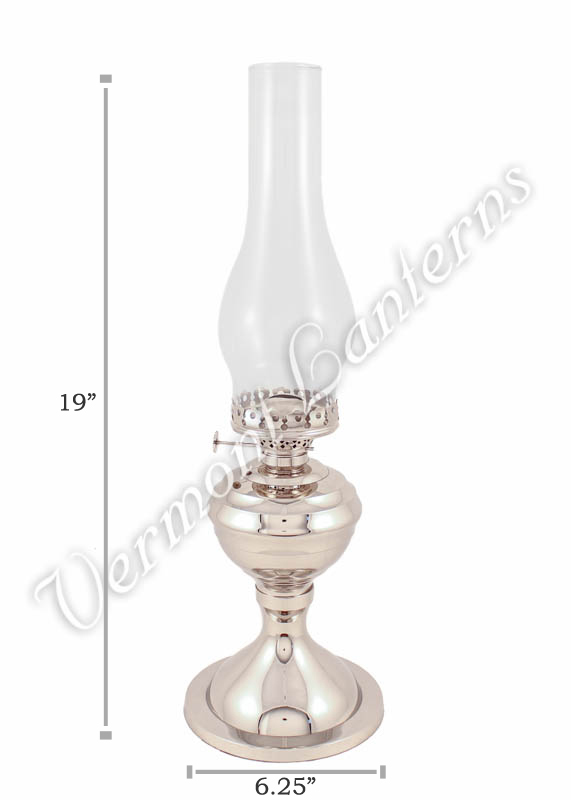 Chrome Oil Lantern - Nickel "Equinox" Table Lamp 19"