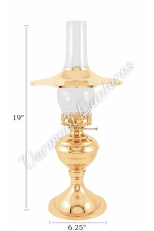 Hurricane Oil Lamp w/shade - Brass "Equinox" 19"