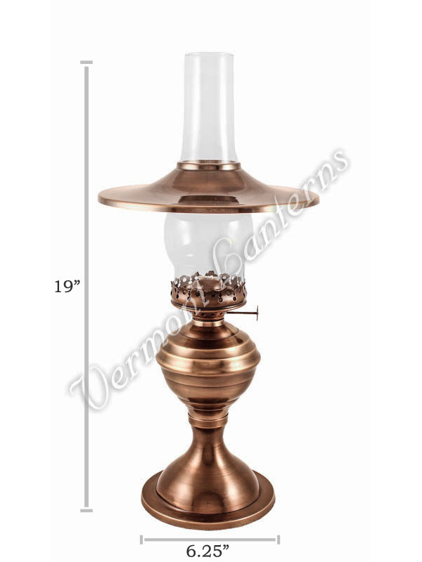 Hurricane Oil Lamp w/shade - Antique Brass "Equinox" 19"