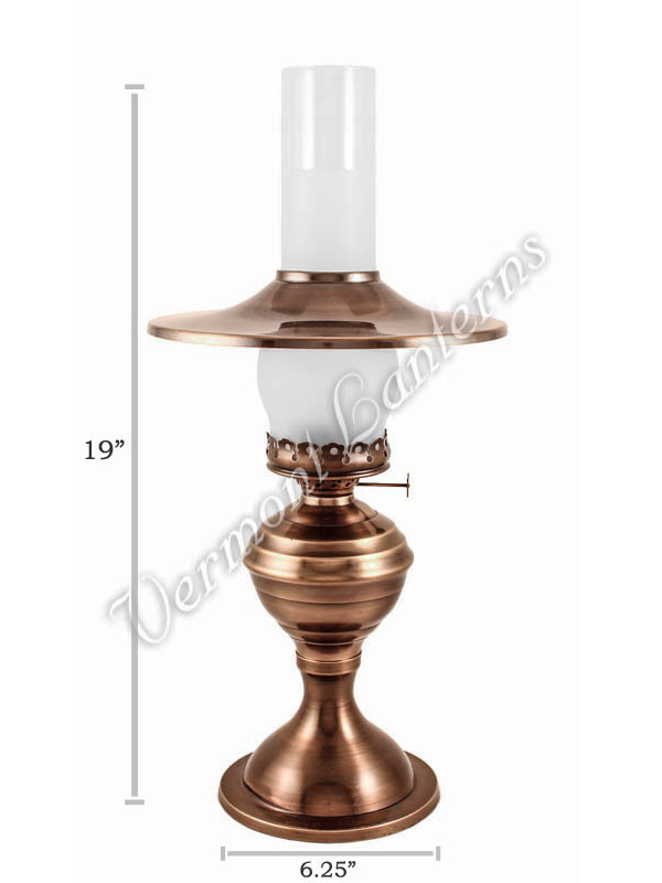 Electric Hurricane Lamp w/shade - Antique Brass "Equinox" 19"