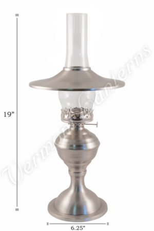 Hurricane Oil Lamp w/shade - Pewter "Equinox" 19"