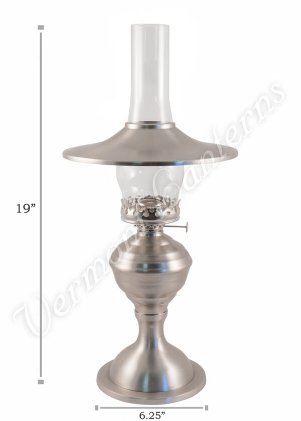 Electric Hurricane Lamp w/shade - Pewter "Equinox" 19"