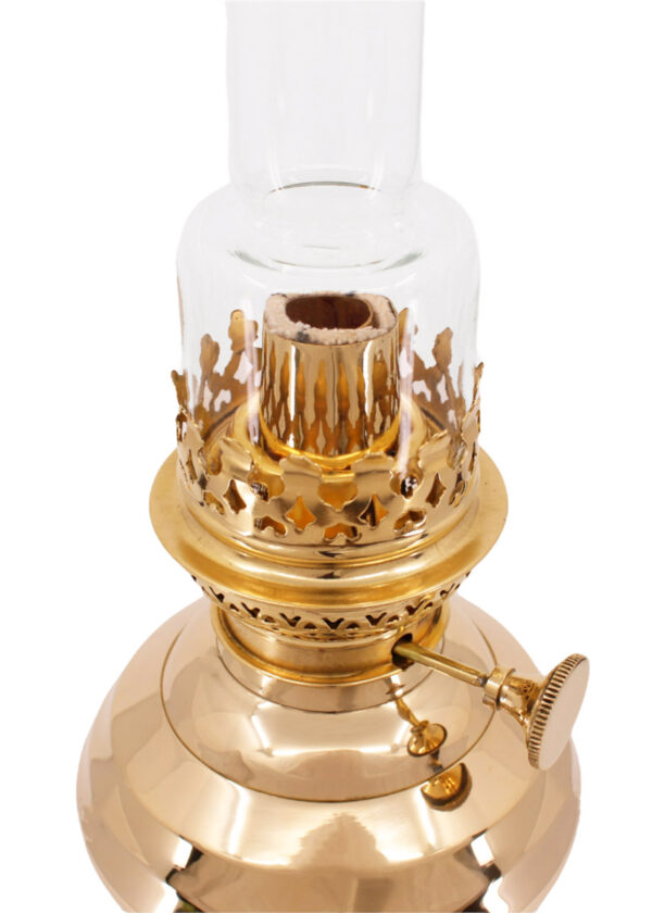 Brass Equinox Center Draft Oil Lamp detail