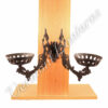 Dual Oil Lamp - Opal w/Cast Iron Bracket