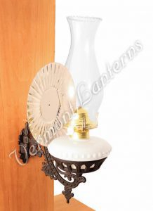 Victorian Oil Lamp - Opal w/Reflector Wall Mount