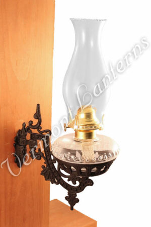 Oil Lamps - Clear Glass w/Cast Iron Wall Bracket