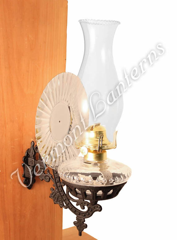 Victorian Oil Lamp - Clear w/Reflector Wall Mount