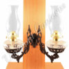 Dual Oil Lamp - Clear w/Cast Iron Bracket