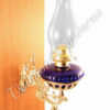 Hurricane Oil Lamps - Cobalt Glass w/Brass Wall Bracket