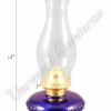 Dual Oil Lamp - Cobalt Blue w/Cast Iron Bracket