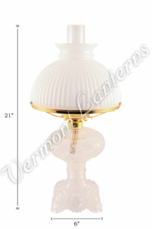 Oil Lamps - Clear Glass "Belvidere" w/ Opal Shade 21"