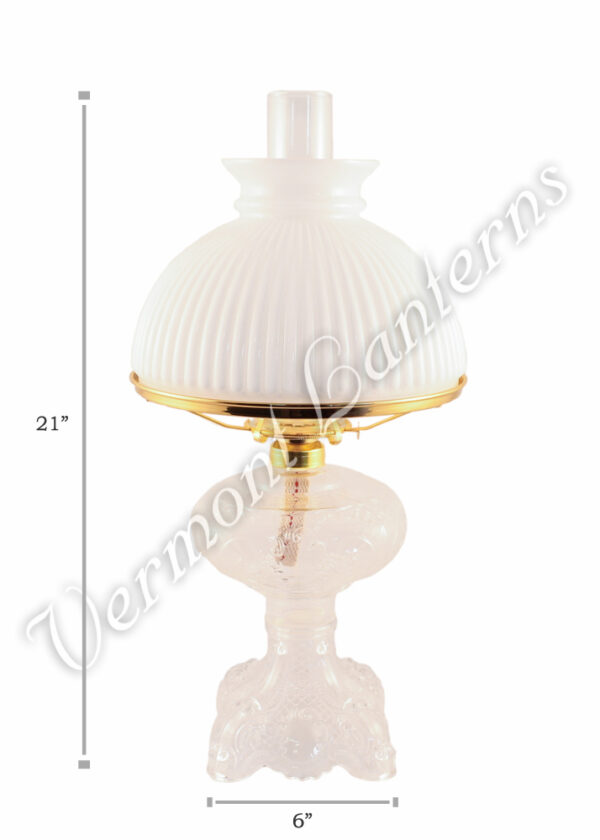 Oil Lamps - Clear Glass "Belvidere" w/ Opal Shade 21"