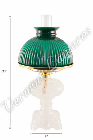 Oil Lamps - Clear Glass "Belvidere" w/ Green Shade 21"