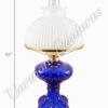 Oil Lamps - Cobalt Glass "Belvidere" w/ Opal Shade 21"