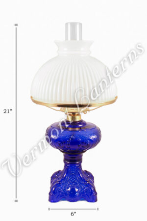 Oil Lamps - Cobalt Glass "Belvidere" w/ Opal Shade 21"