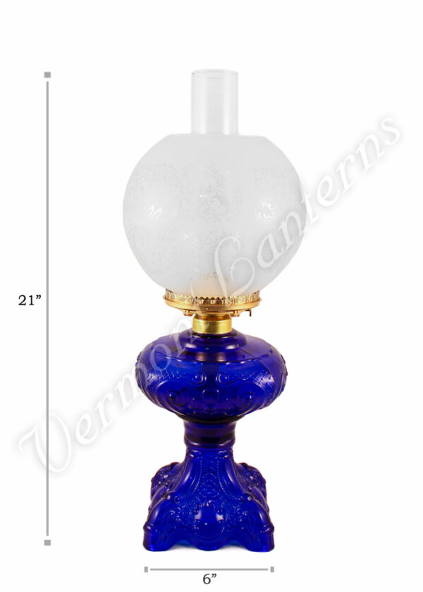 Cobalt "Belvidere" Hurricane Lamp w/ Ball Shade