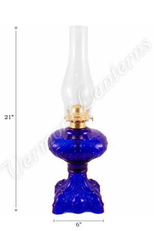Oil Lamps - Cobalt Glass "Belvidere" Lamp 19"