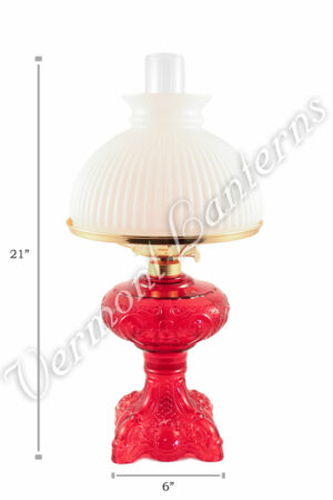 Oil Lamps - Ruby Glass "Belvidere" w/ Opal Shade 21"