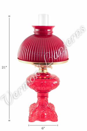 Oil Lamps - Ruby Glass "Belvidere" w/ Red Shade 21"