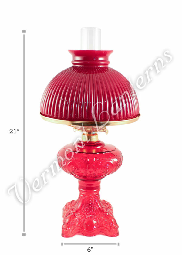 Oil Lamps - Ruby Glass "Belvidere" w/ Red Shade 21"