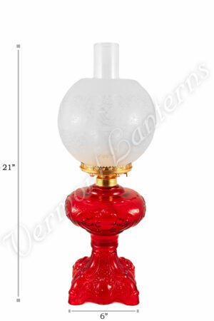 Ruby "Belvidere" Hurricane Lamp w/ Ball Shade