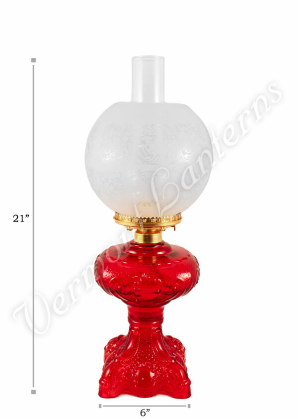 Ruby "Belvidere" Hurricane Lamp w/ Ball Shade