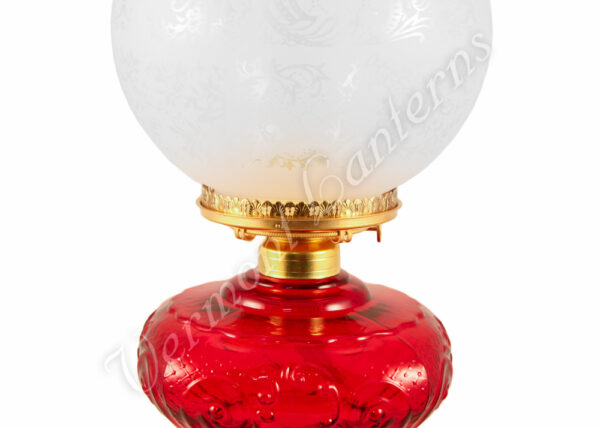 Ruby "Belvidere" Hurricane Lamp w/ Ball Shade