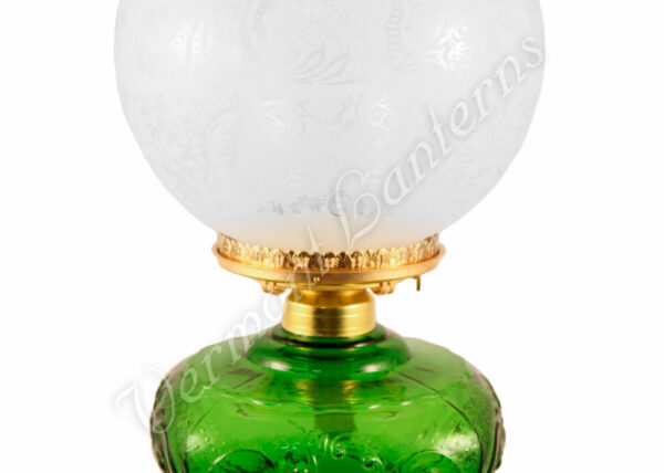 Emerald "Belvidere" Hurricane Lamp w/ Ball Shade