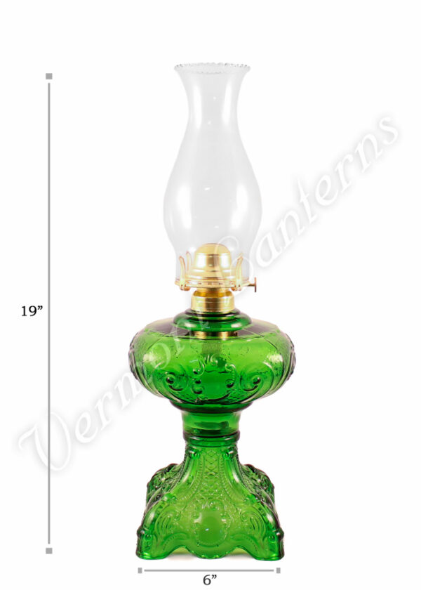 Oil Lamps - Emerald Glass "Belvidere" Lamp 19"