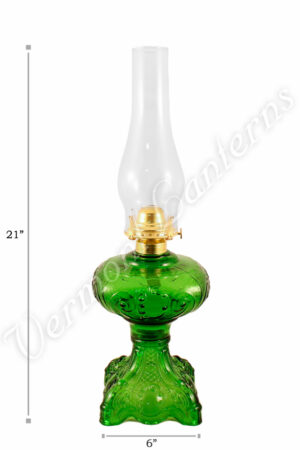 Oil Lamps - Emerald Glass "Belvidere" Lamp 19"