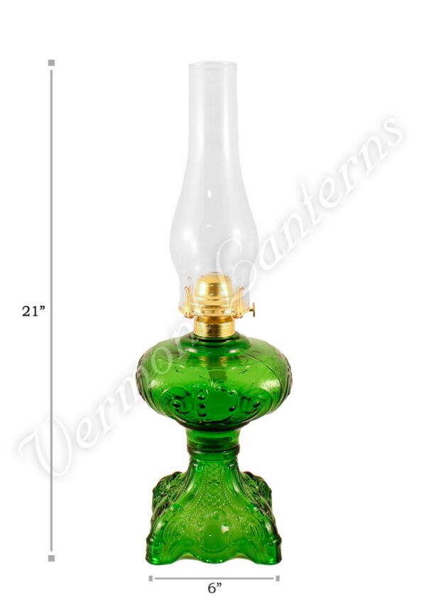 Oil Lamps - Emerald Glass "Belvidere" Lamp 19"