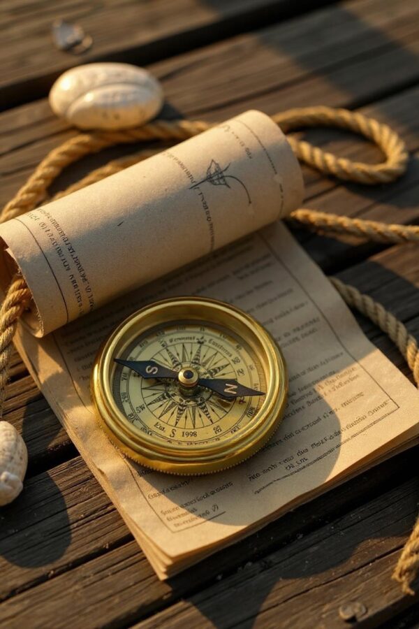 Brass Compass Vermont Lanterns at sea