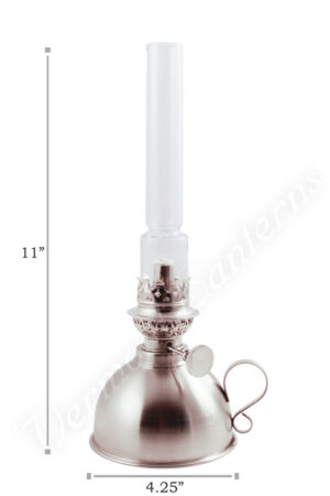 "Lincoln" Swedish Style Center Draft Oil Lamp Pewter - 11"