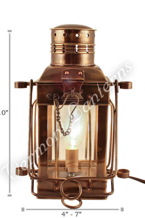 Electric Oil Lamps - Antique Brass Cargo Lamp 10"