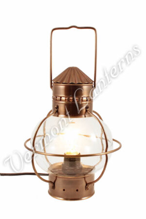 Electric Nautical Lamp - Antique Brass Onion Lantern 10"