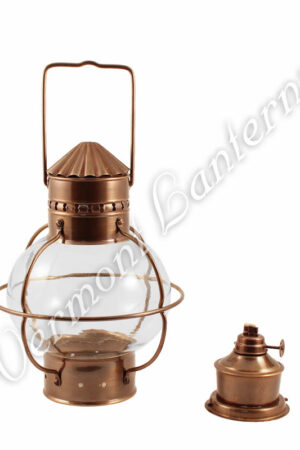 Nautical Oil Lamps - Antique Brass Onion Lantern 10"