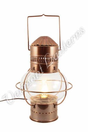 Electric Nautical Lamps - Antique Brass Onion Lantern 14"