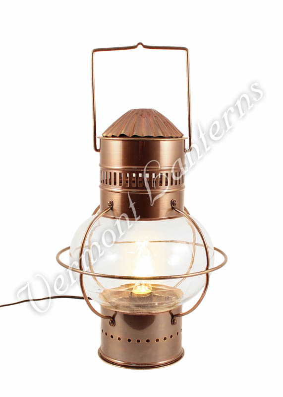 Electric Nautical Lamps - Antique Brass Onion Lantern 14"