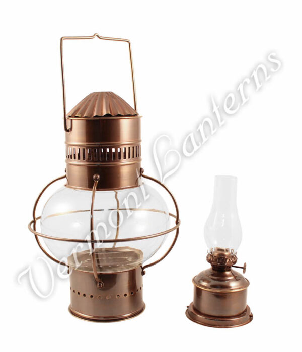 Nautical Oil Lamps - Antique Brass Onion Lantern 14"