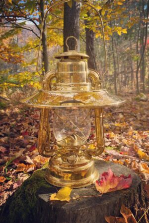 Brass Hurricane Lantern with shade reflector