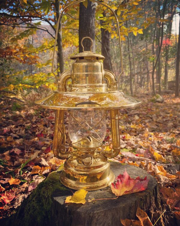 Brass Hurricane Lantern with shade reflector