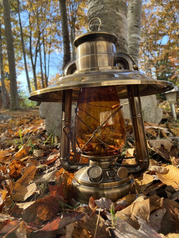 Antique Brass Hurricane Oil Lantern with Shade Reflector - 12.5" - Image 7