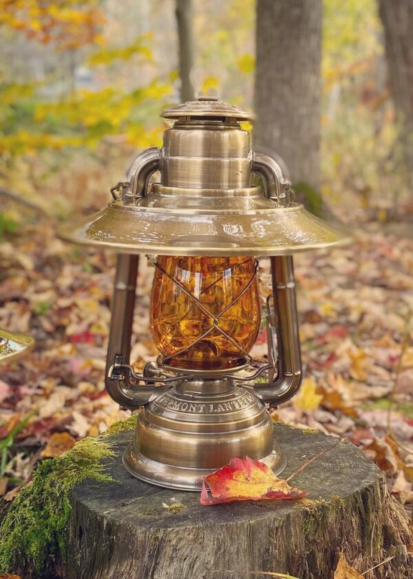 Antique Brass Hurricane Lantern with shade reflector