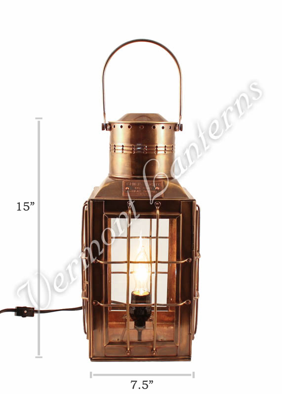 Electric Lantern - Ship Lantern Antique Brass Chiefs Lamp - 15"